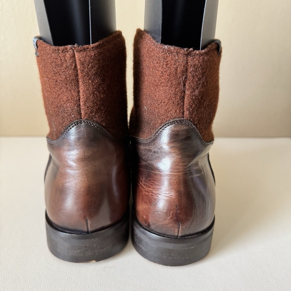 7 For All Mankind Men's Brown Leather‎ Boots Sz 9.5 Made In Italy Quiet Luxury - Picture 4 of 10